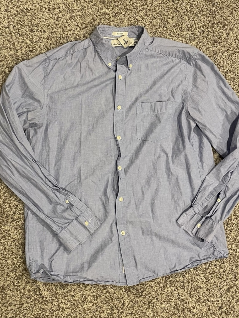H&M L.O.G.G. Men's Regular Fit Oxford Button-Down Shirt - Light Blue - Size L